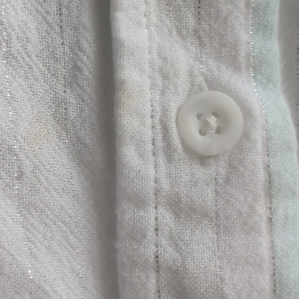 Side Stitch Coastal Linen Striped Button Down - Women's Large - Picture 7 of 7